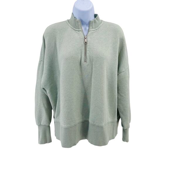 Madewell Tops - Madewell 1/4 Zip Blue Sweatshirt WMNS M Mock Neck Boxy Slouchy Long Sleeves Gym